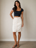 Button Front Pencil Skirt