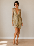 Golden Long Sleeve Mini Dress