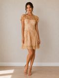 Metallic Lace Cal Sleeve Dress