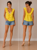 Sunshine & Pearls Ruffle Top